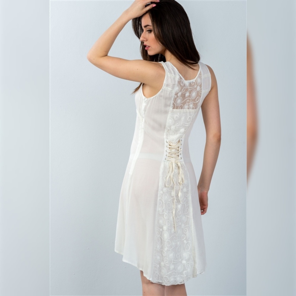 Boho Lace Corset Rayon mini dress cover up
